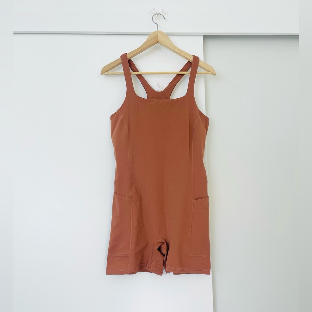 Free People Rust Brown Stretch Romper Jumpsuit